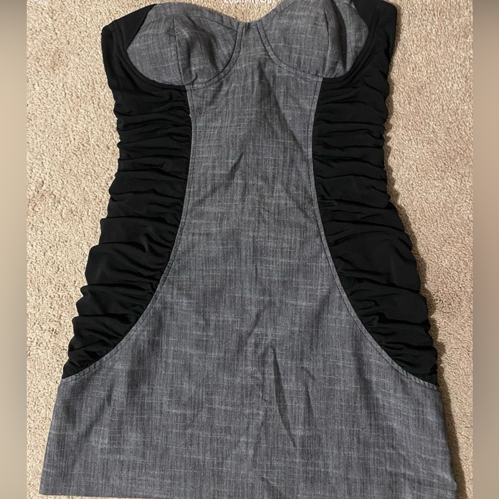 Strapless Grey and Black Dress